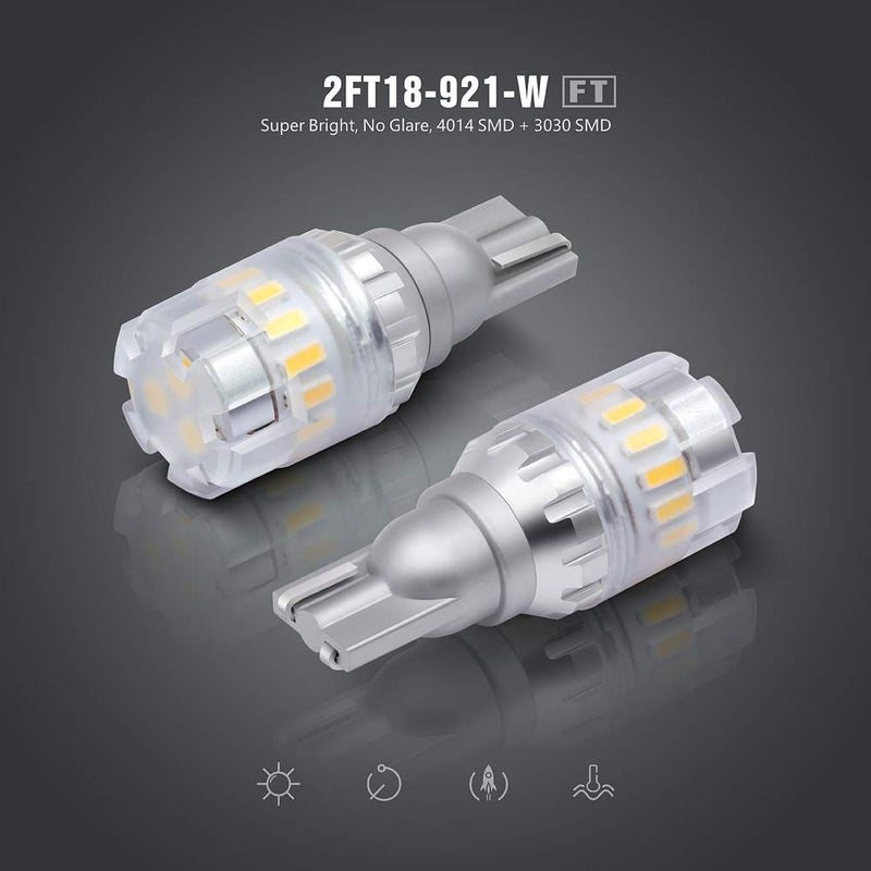 SIR IUS LED - FT- 921 922 579 LED Canbus Reverse Backup Trunk Light Bulb for Car Truck Super Bright High Power 3030+4014 SMD White 6500K Pack of 2 - Image 2